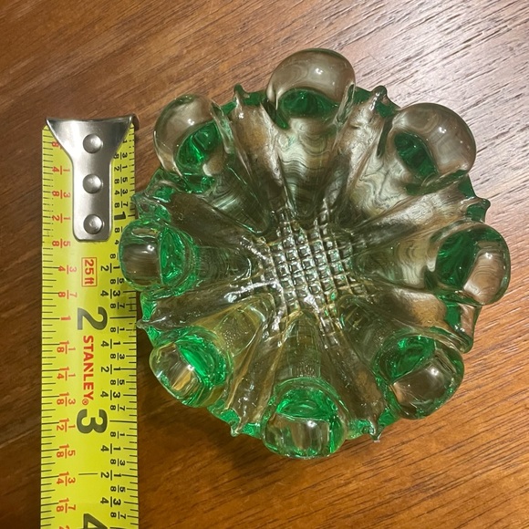 SET OF 2 Green & Pink Vintage Nesting Ashtray Italian Murano Glass Stack Flower - Picture 12 of 15